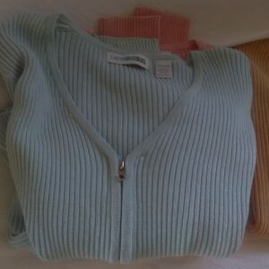 BNWOT VINTAGE CARDIGAN ZIPPER BY CANYON RIVER BLUES SZ. XL BLUE RIBBED
